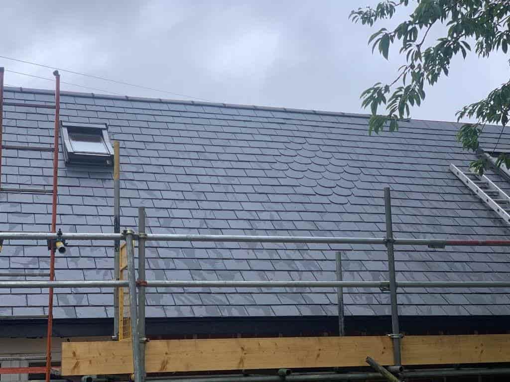 This is a photo of a slate roof installed in Paddock Wood Kent. All works carried out by Paddock Wood Roofing