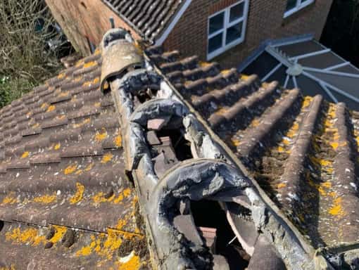 This is a photo of a roof in Paddock Wood that needs repairs