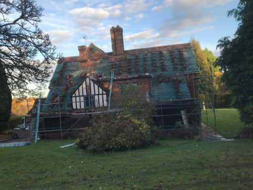 This is a photo of a roof being installed with Kent Peg tiles in Paddock Wood Kent. All works carried out by Paddock Wood Roofing