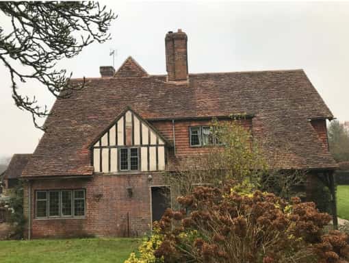 This is a photo of a roof which has just been installed in Paddock Wood Kent using Kent Peg tiles. All works carried out by Paddock Wood Roofing